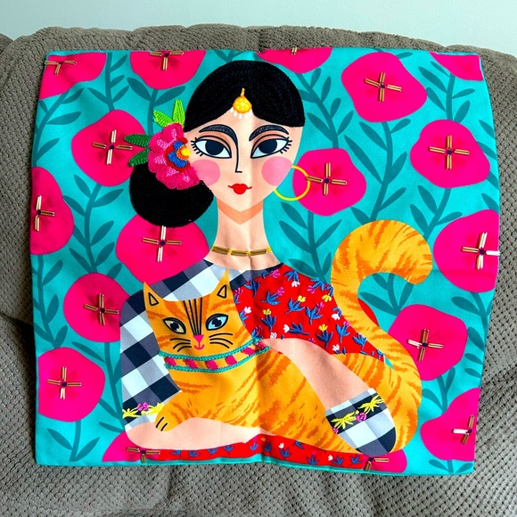 Chumbak Other - NEW WITHOUT TAGS - Chumbak Cat Lady 16” Cushion